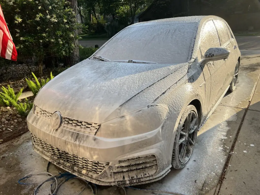 Pre-foam of a Volkswagen Golf GTI in The Woodlands, TX for car detailing photo gallery